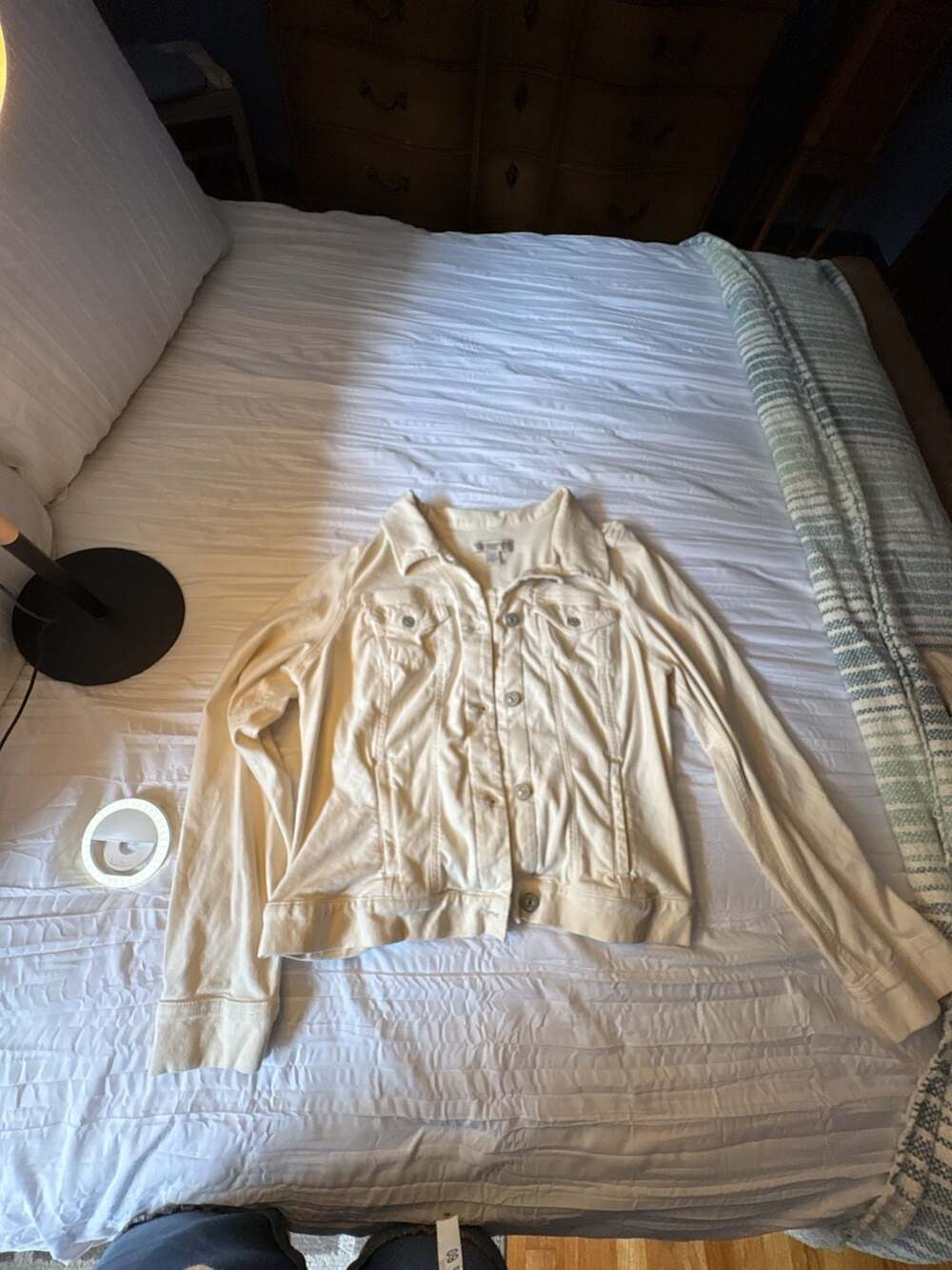 Vintage America Blues Cream Denim Jacket Size L